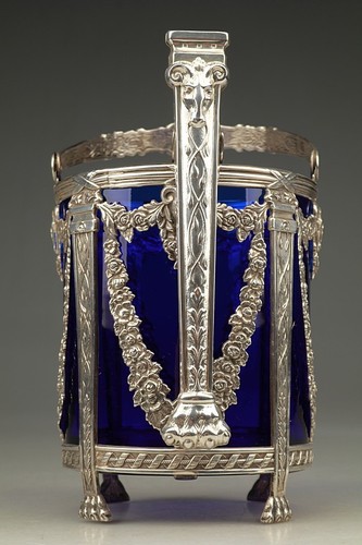 Silber eisbehälter mit zange - silber,